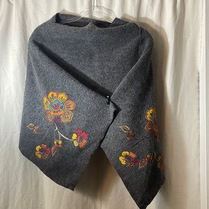 Gorgeous embroidery Brooklyn hand knit wool poncho